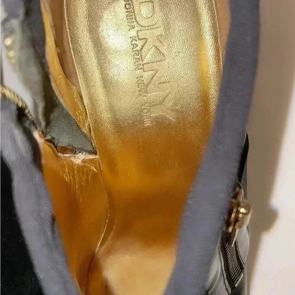DKNY stylish day 2 nite black ankle patent leather zippered booties heel 8.5 - Picture 5 of 5